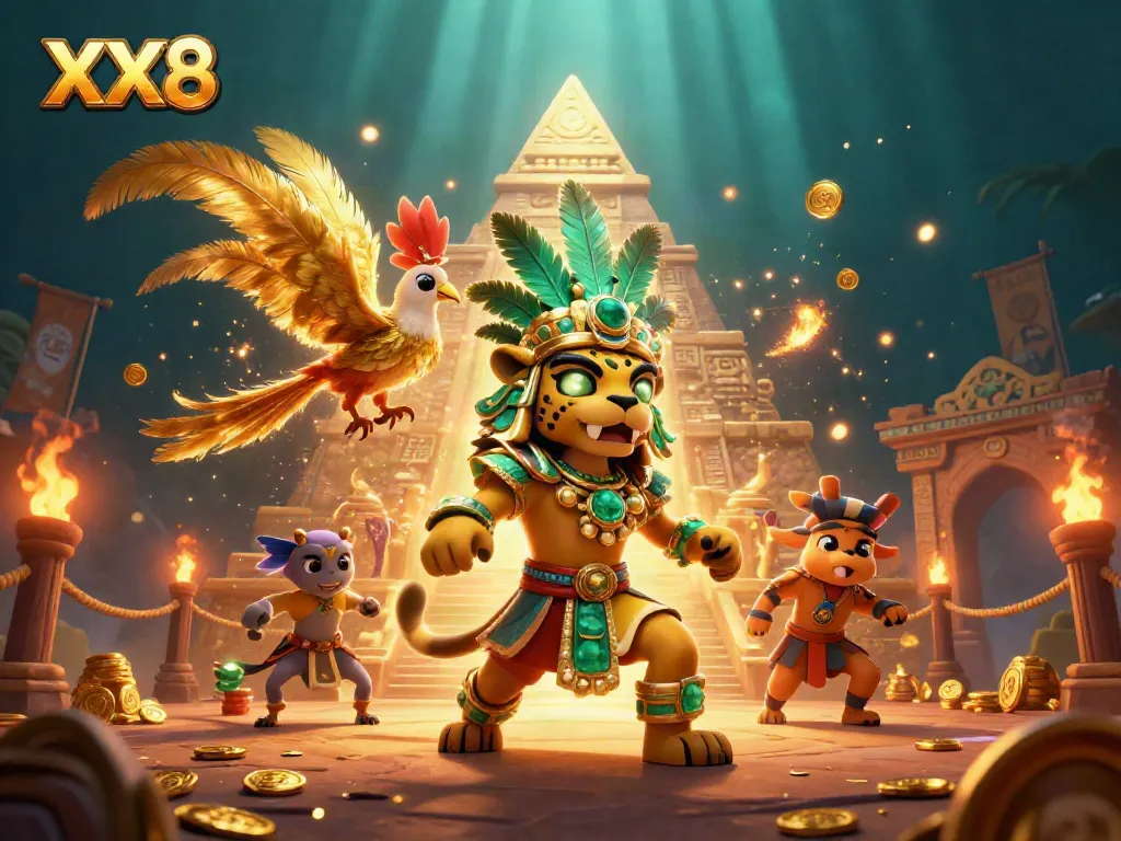 Experience the thrill of betting at XX8 with vibrant casino elements and dynamic characters.