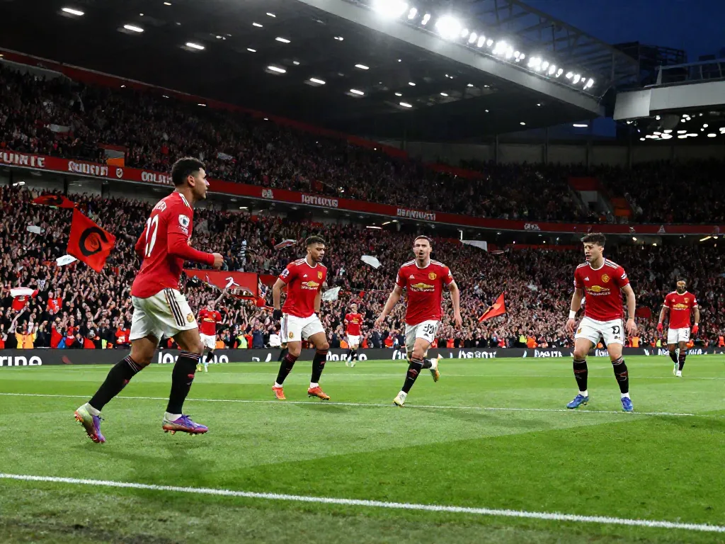 Thrilling moment from the Manchester United vs Liverpool match, capturing the intense rivalry and energetic atmosphere.