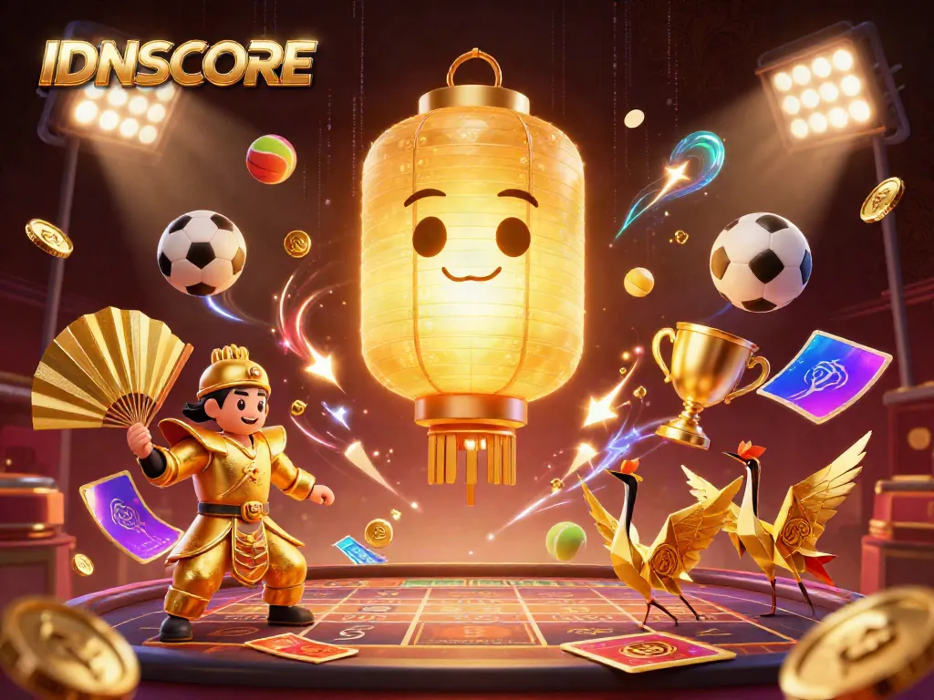 Experience the excitement of IDNSCORE with dynamic gaming elements and vibrant characters in a captivating casino scene.