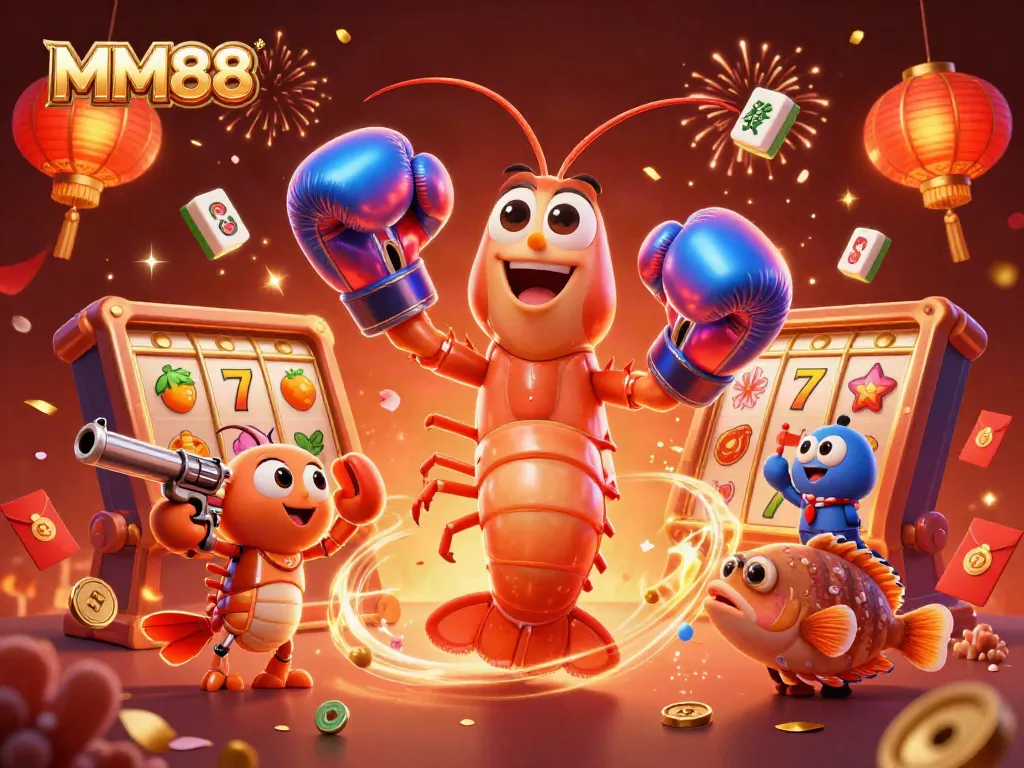 Engage with MM88's vibrant casino experience featuring 3D heroes and slot machine excitement.