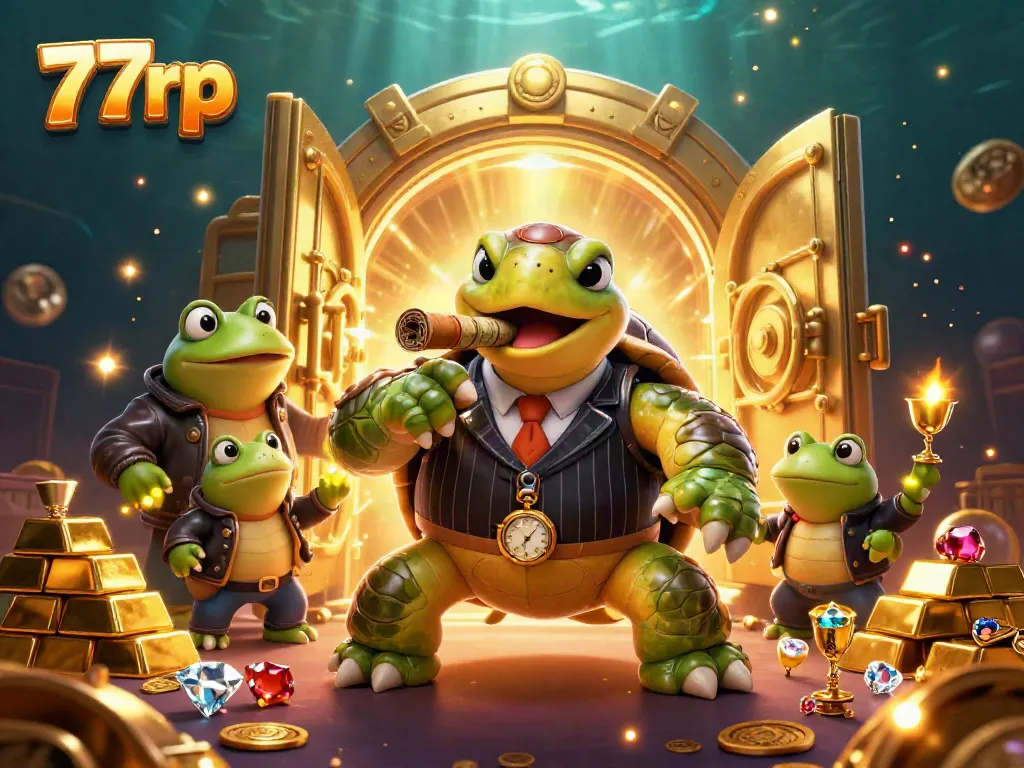 Experience thrilling wins with 77rp as a turtle mobster lights up the casino floor.