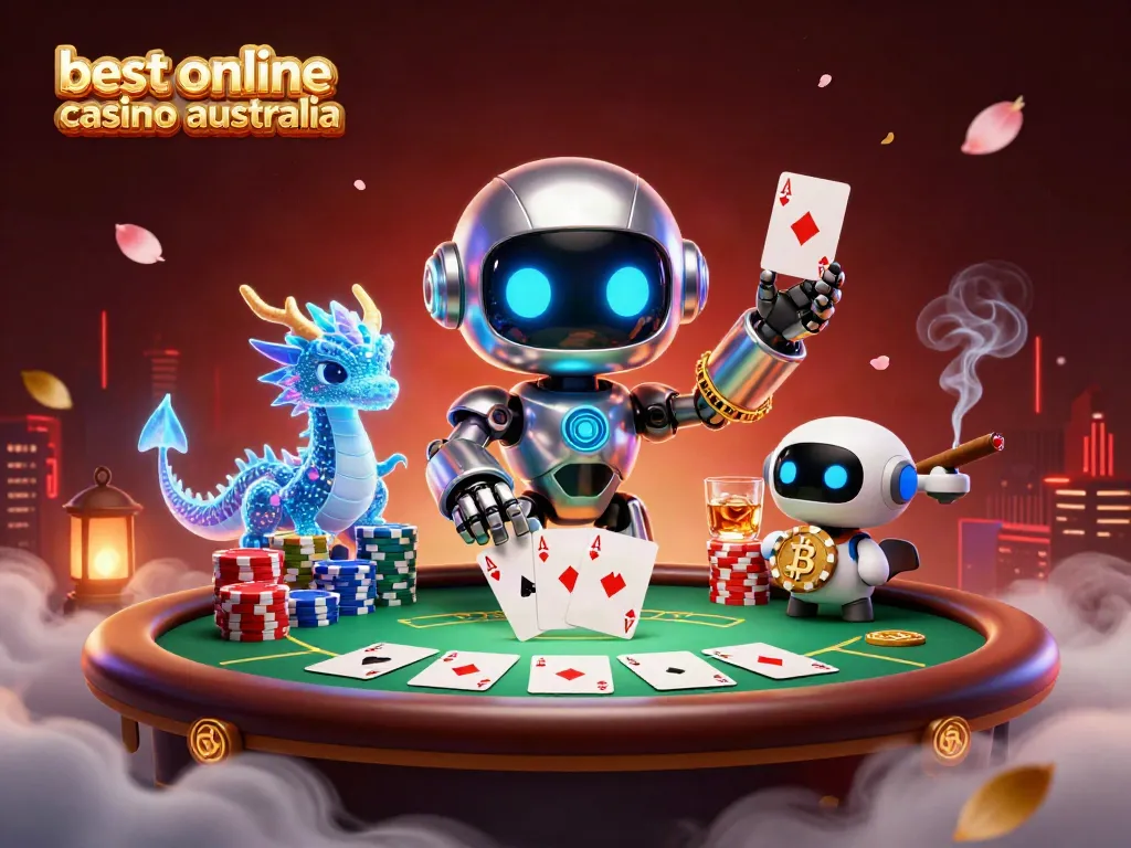 Experience the thrill of the best online casino Australia with vibrant characters and poker elements.