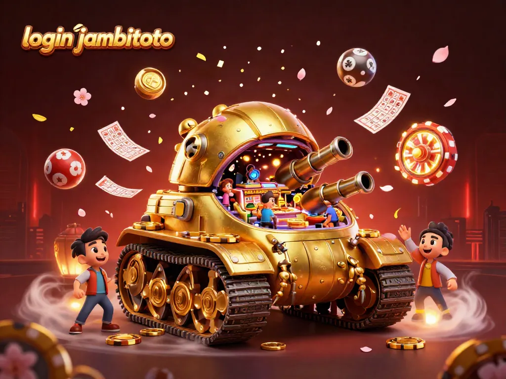 Experience the thrill of gaming with this lively illustration featuring login jambitoto with a vibrant casino atmosphere.
