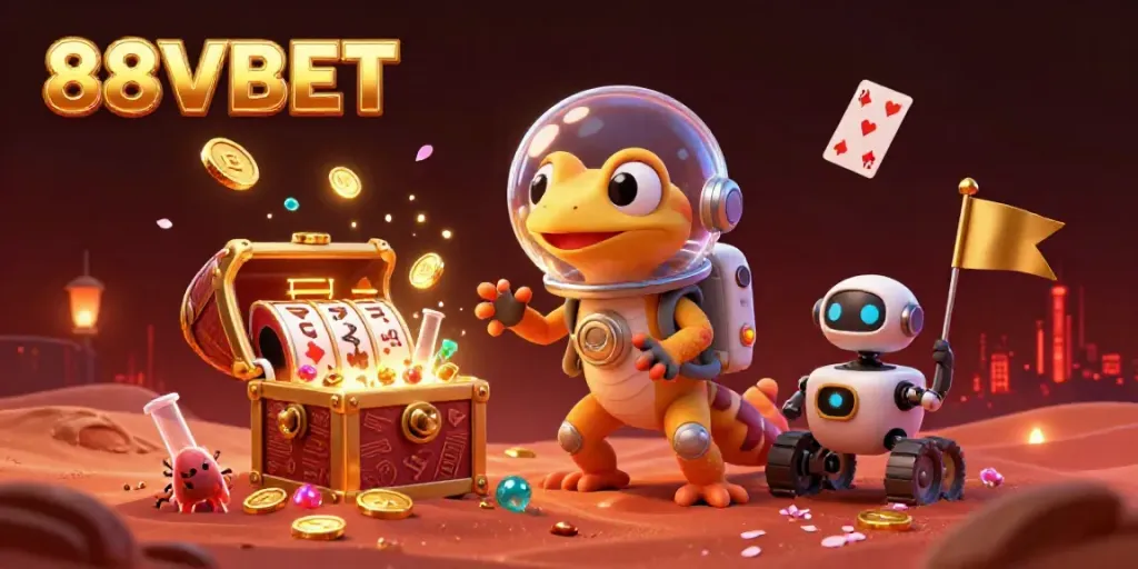 Experience thrilling entertainment with the 88VBET Martian gecko uncovering a golden casino adventure.