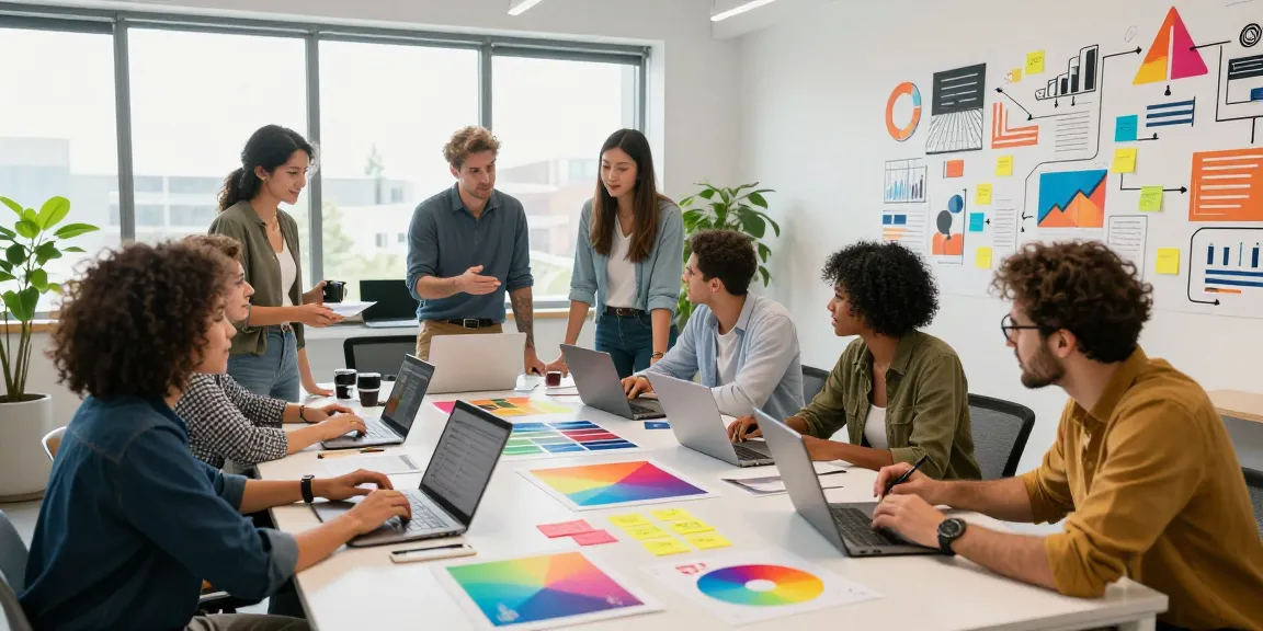 Team collaborating at a marketing agency workspace, sneak a peek at this web-site to explore innovative strategies.